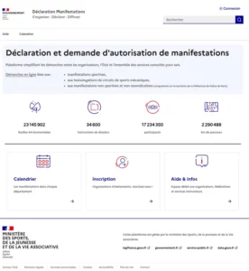 Page tableau de bord du site declaration-manifestations.gouv.fr