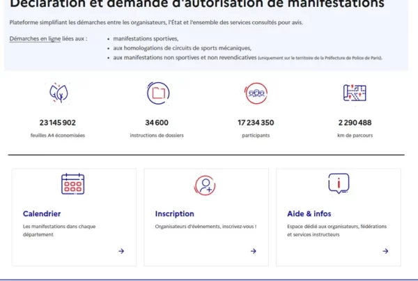 Page d'accueil du site declaration-manifestations.gouv.fr lorsque l'on est pas connecté.
