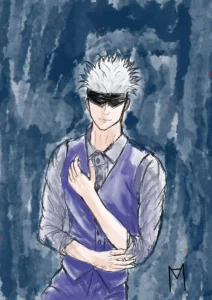 Dessin numérique : Personnage Gojo Satoru de Jujutsu Kaisen