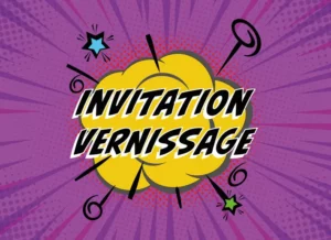 Carte recto pour l'invitation au vernissage Pop Art pour l'exposition fictive Skelly Pop