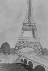 Dessin au crayon et fusain