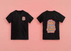 Mockup de t-shirt pour le staff du festival fictif Cœur de Ville